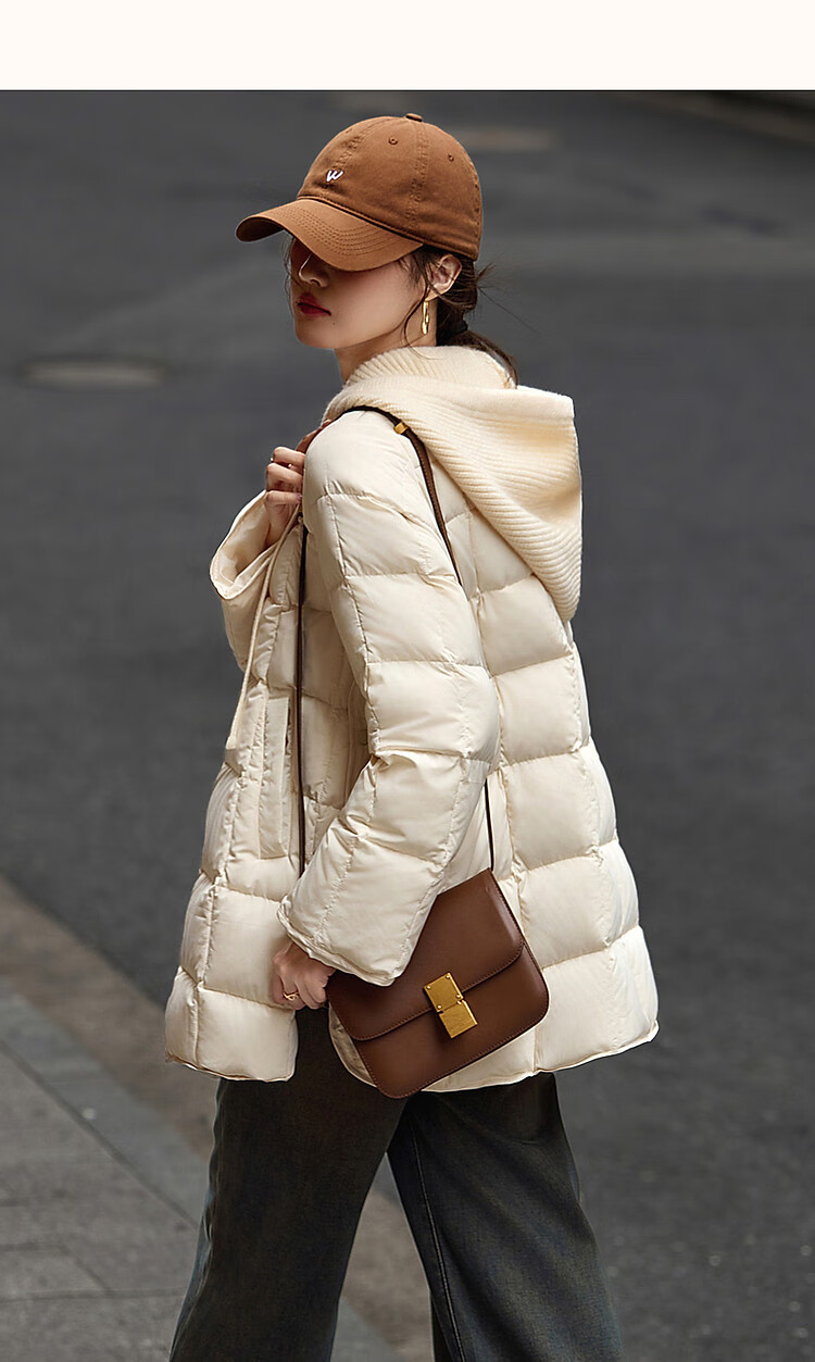 Dme [50D Cotton-Like Faux Memory] Winter Light Luxury Matte Velvet-Feel 90% Duck Down Gradient Plaid down Jacket for Wome 13