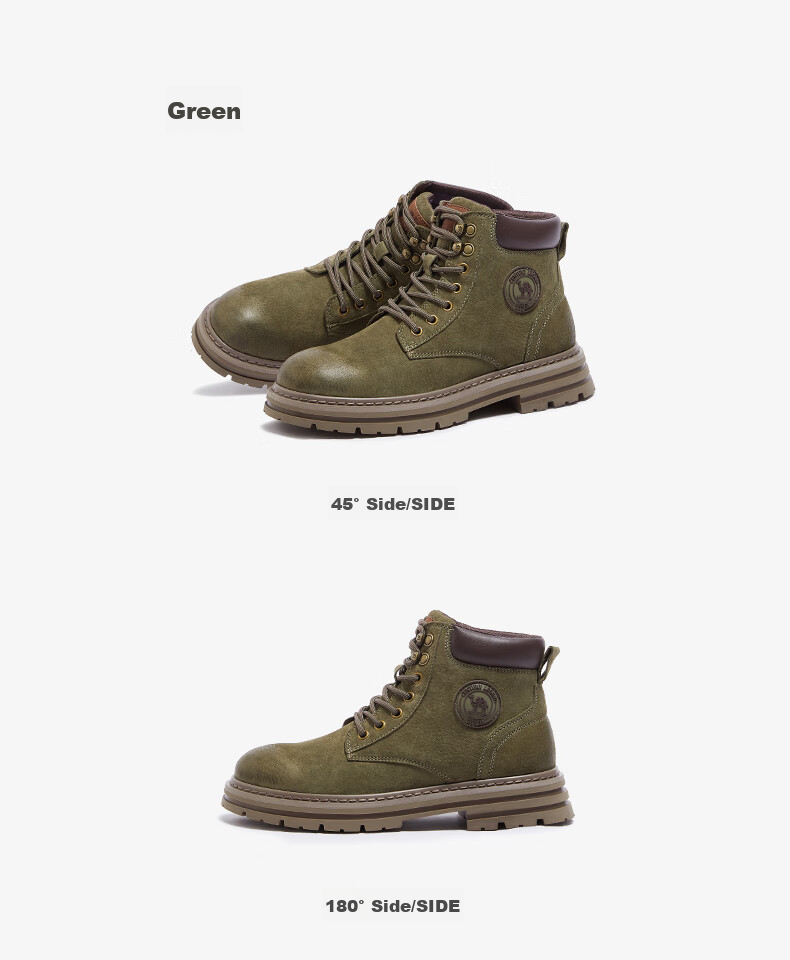 CAMEL [Shanze] Men's Yellow Boots, Fashionable Martin Boots, Casual Work Boots, L14W307636, Gray, Size 39 38