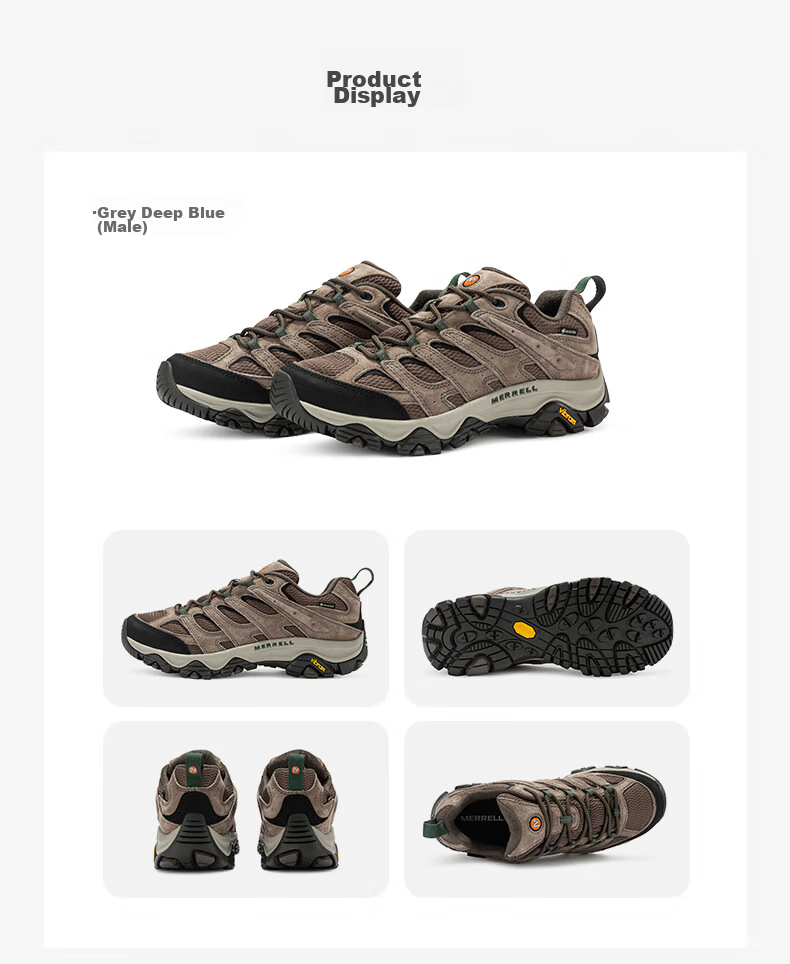 Merrell MOAB3 GTX Hiking Shoes, Outdoor Waterproof Sports Climbing Shoes for Men, Vibram Outsole, Non-Slip Breathable Winter Shoes, Size 42 16