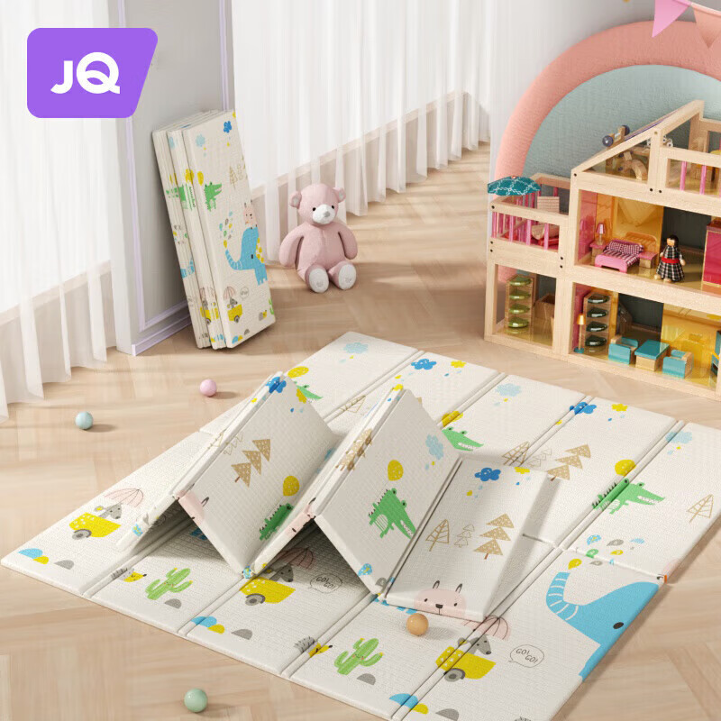 JOYNCLEON Crawling Mat, Baby Cartoon Play Mat, Infant Thickened Living Room Foldable Double-Sided Carpet, Jwj32985