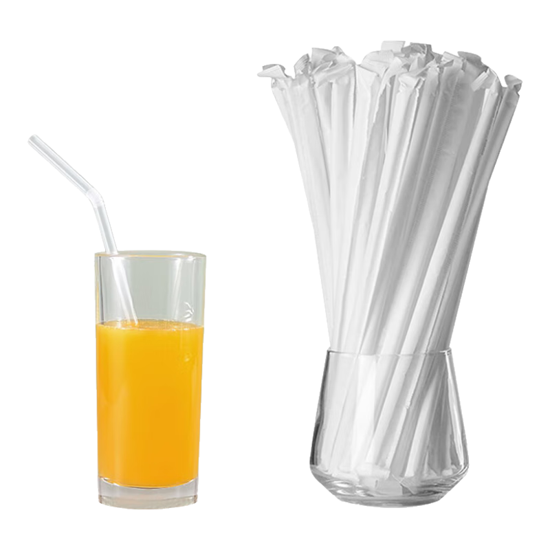 Miaoxinsi Disposable Straws Individually Wrapped Children's Postpartum Food Transparent Bent Plastic Straws Anti-Scalding 100 Pieces