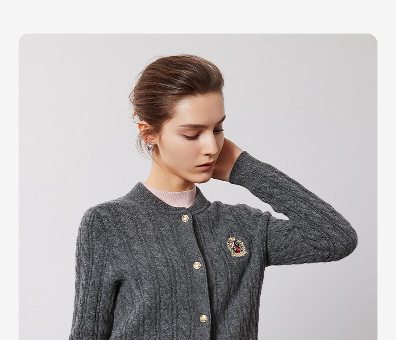 Navigare Italian Small Sailboat Autumn And Winter Women's All-Wool Jacket, Cable Knit Sweater Cardigan 2334094508 M 32