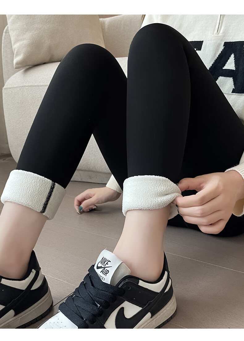 LangSha Ultra Thick Sharkskin Women's Autumn Winter Fleece-Lined Slim Fit High Waist Tummy Control Warm Outerwear Leggings 17