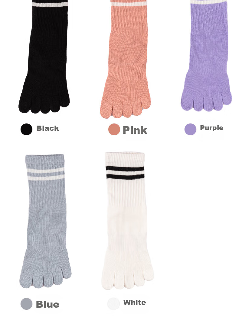 XUEXIMAN Yoga Socks for Women, Professional Non-Slip Mid-Calf Five-Toe Socks, Pilates Socks, Sports Anti-Slip Fitness Socks for Autumn And Winter 20