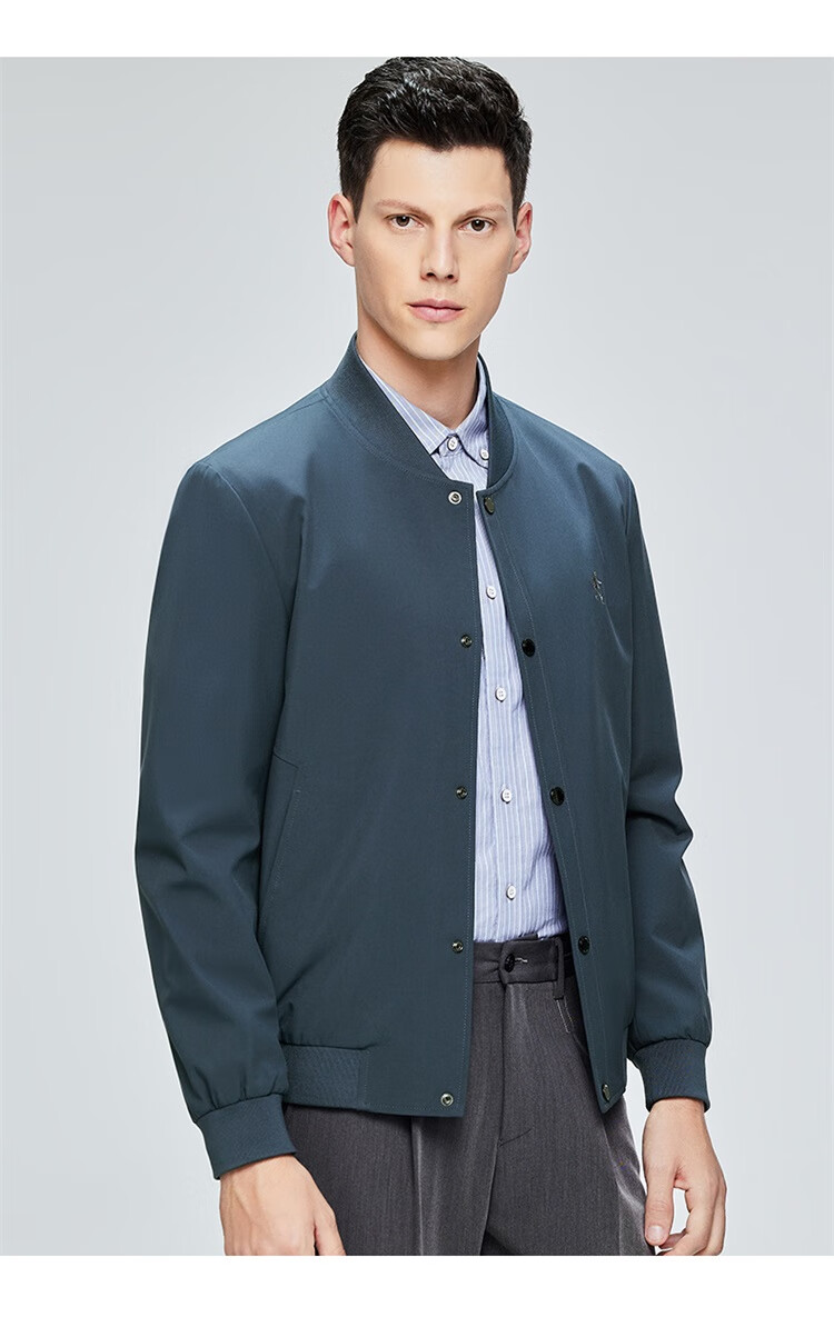 DANCING WOLVES [Custom Lining] Commuter Baseball Jacket, Easy-Care Men's Outerwear, 103 Gray Blue, M (170) 11