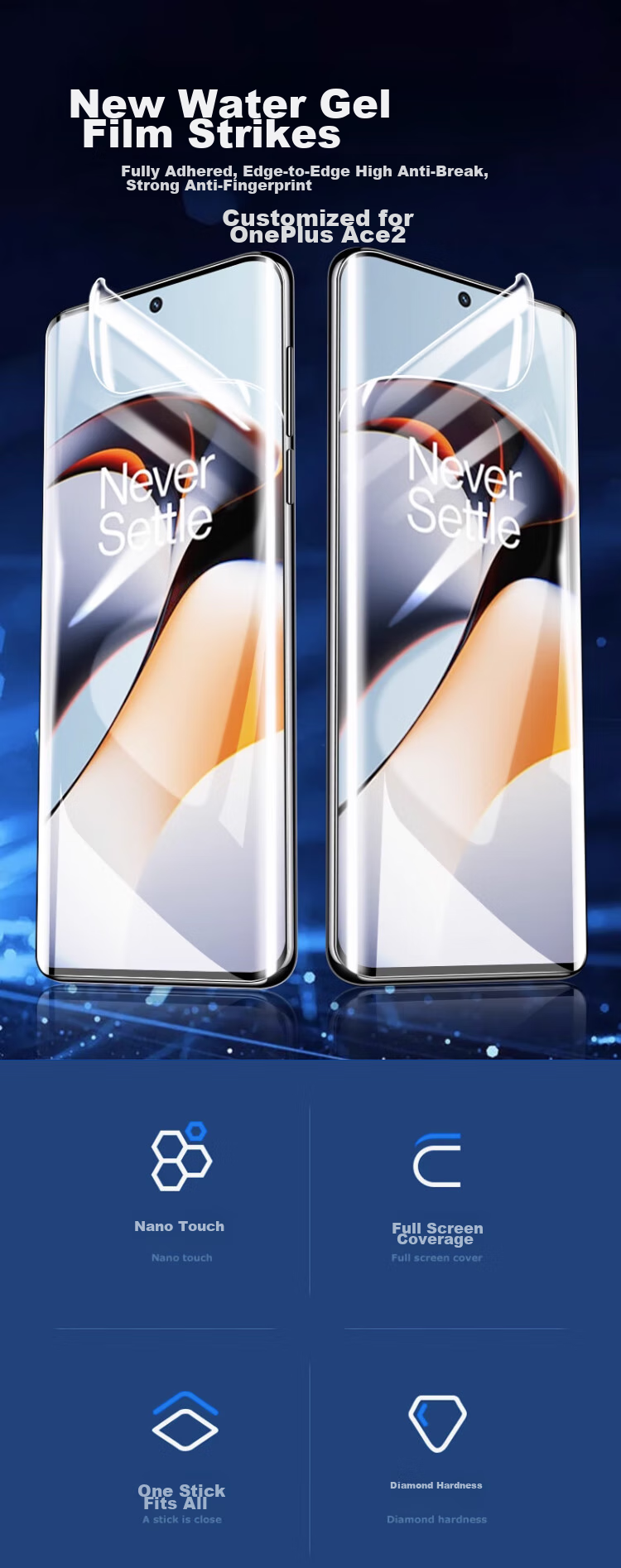 MAIKUQI Compatible with OPPO Find X7/Jiege Ace3/Ace3 Pro Universal HD Hydrogel Film Full Screen Anti-Scratch HD Anti-Fingerprint Drop-Resistant Protective Film [2-Pack] 1
