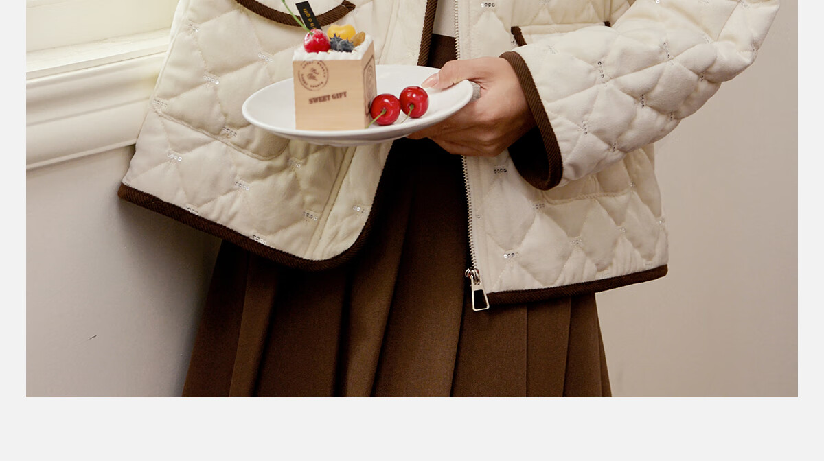 Pincai Women's Fashionable Versatile Corduroy Thickened Spliced Quilted Cotton Jacket with Lapel P144M1005 2