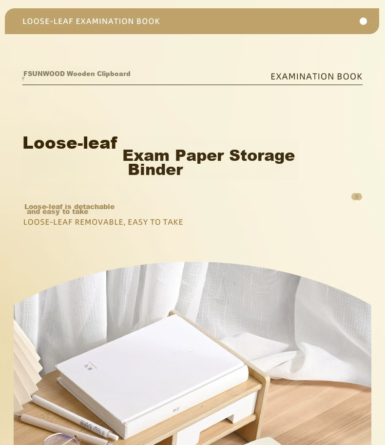 SUNWOOD 20 Pages 40 Sheets A3 Large Capacity Loose-Leaf Paper Storage Folder Student Exam Papers Transparent Insert File Folder 3957 White 1