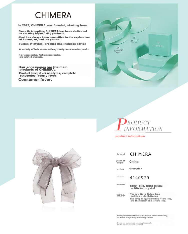 CHIMERA Korean Organza Bow Hair Clip, Ponytail Barrette, Half-Up Hairpin, Hair Accessory for Women, Mid-Autumn Festival Gift 13
