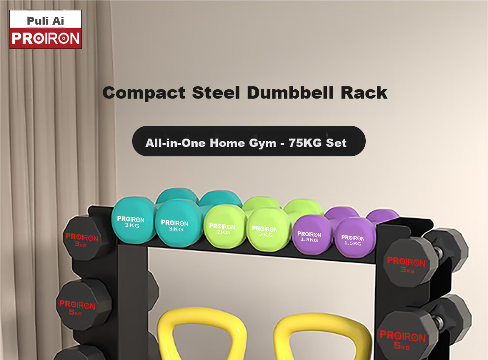 PROIRON Puli'ai Dumbbell Rack for Home Gym, Steel Four-Tier Multifunctional Storage Rack for Men And Women's Dumbbells 1