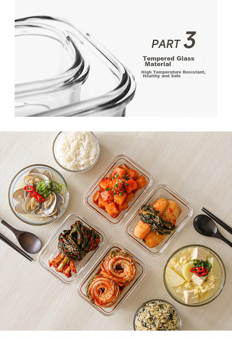 GLASSLOCK Food Storage Container, Refrigerator Organizer, Glass Lunch Box, Sealed, Heat-Resistant, Shatterproof, Noodle Bowl, Imported Round Shape, 720ml 13