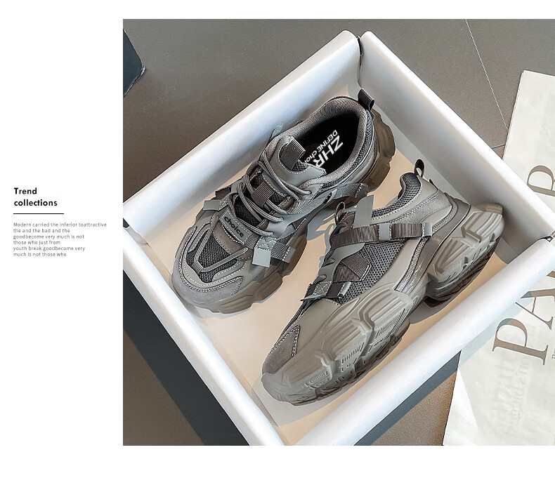 ZHR Dad Shoes for Women, Spring And Autumn Breathable Thick-Soled Heightening Casual Shoes, Fashionable Trendy Women's Shoes, G623, Dark Gray, Size 37 12