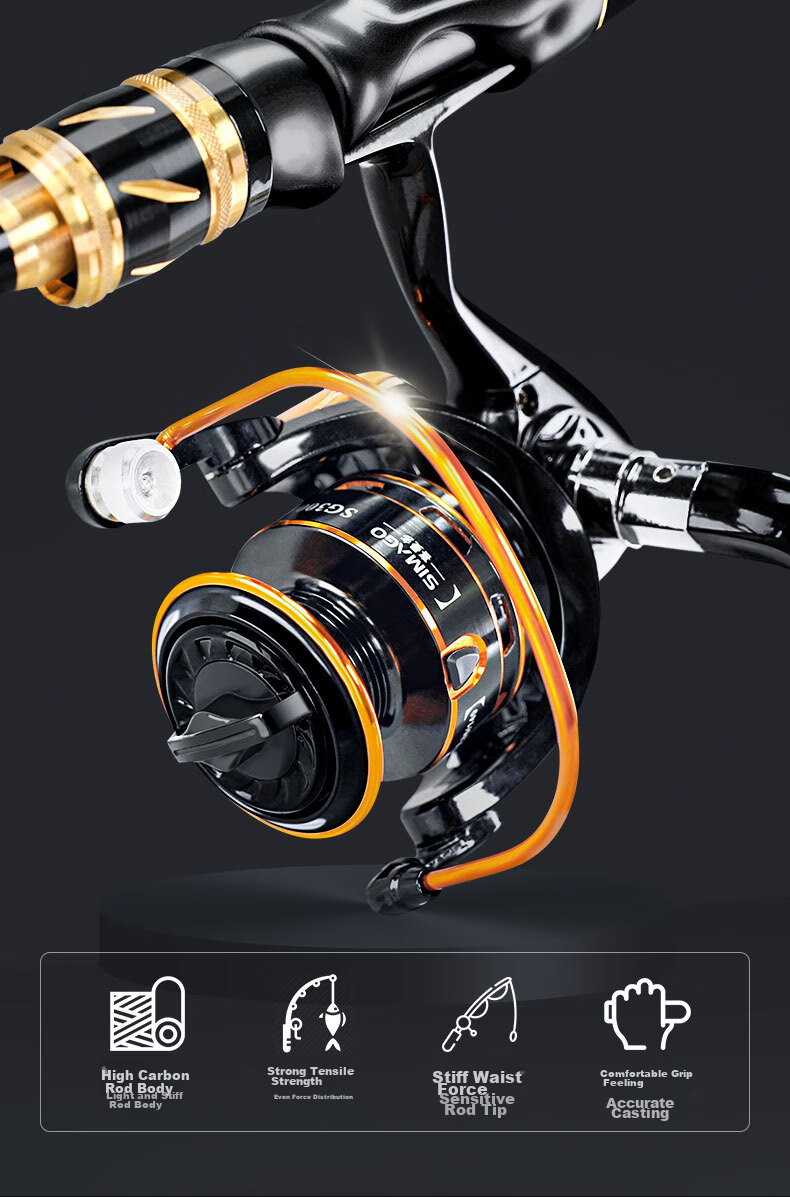 SIMAGO Ximan Duo M High Carbon Lure Rod for Bass Fishing, Spinning Reel Set, Sea Rod, Sliding Float Long Casting Rod, 2.1 Meters 2