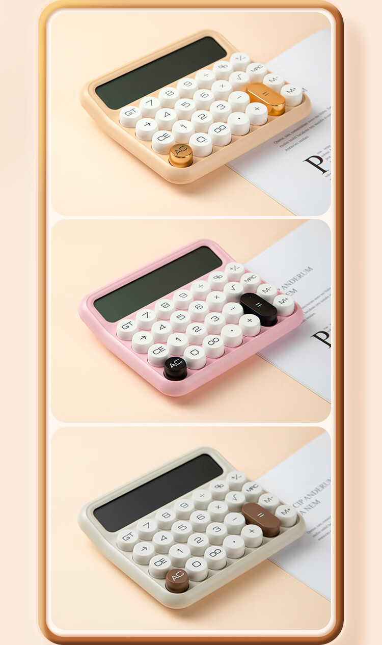 COMIX Calculator Candy Bean Dot Design, Desktop Computer, Cute 12-Inch Wide Screen Office Financial Office Supplies Gift, C-2023 Cool Pink 8