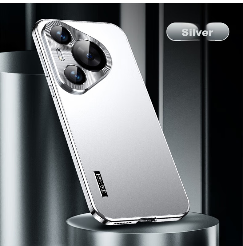 IM-CHEN [Metal Magnetic] Phone Case for Huawei Pura 70 Pro, Pura 70 PRO+ Protective Cover, Aluminum Alloy Lens Ring, Frosted Business Full Protection Shockproof - Mysterious Black 20