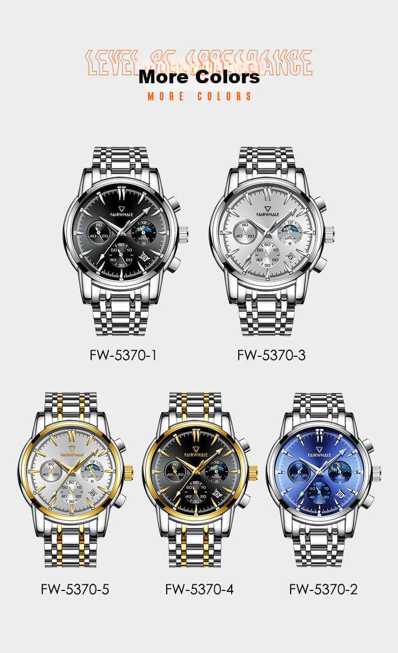 FAIRWHALE Amantii Mechanical Watch for Men, Top Ten Famous Watches, Business Quality Chinese Watch Gift for Boyfriend 5370 10
