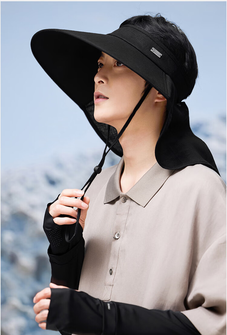 JIUMU Linen Sun Protection Hat, Men's Sun Visor Cap, Sunhat, Open-Top Hat, Cool Hat, Summer Face-Covering Neck-Protecting UV-Resistant Hat 9