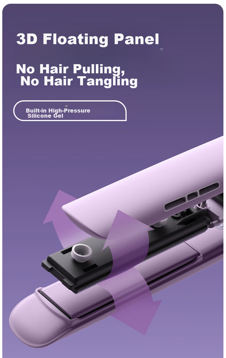 Lena Flat Iron Negative Ion Hair Straightener Curling Iron, Gentle on Hair, Dual-Use for Straightening And Curling, Electric Hair Straightener for Women, Bangs Clipper, Hair Straightener, National Day Outing LN-H2 Purple Portable 9