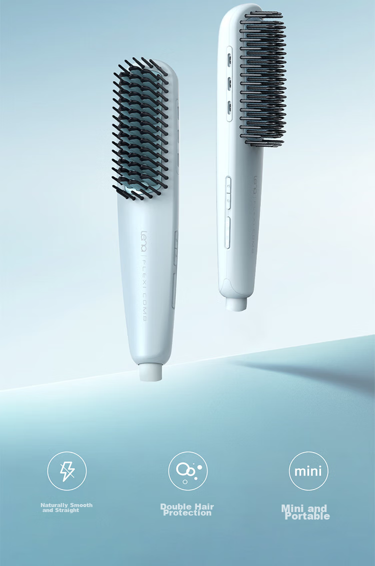 Lena Ionic Straightening Brush, Volumizing Brush with Inner Teeth, Mini Portable Bangs Curling Iron, Hair-Friendly Travel Straightener for Short Hair, Gift LN-F7 2