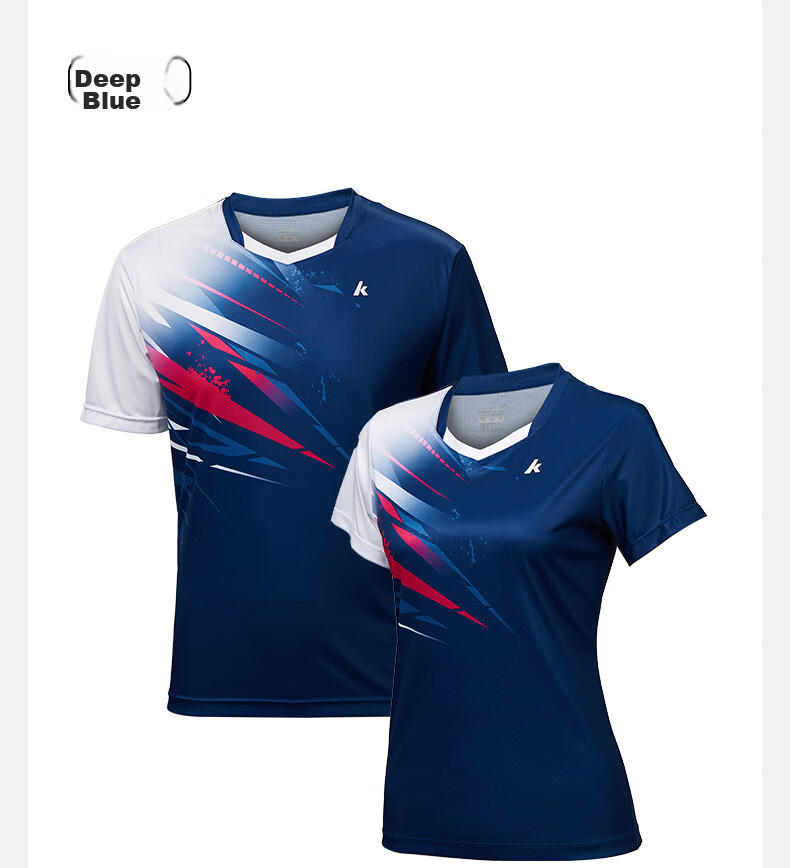 KAWASAKI Badminton Outfit for Women, Professional Sports Round Neck Short-Sleeve Top And Shorts Set B2815, Navy Blue, Size S 10