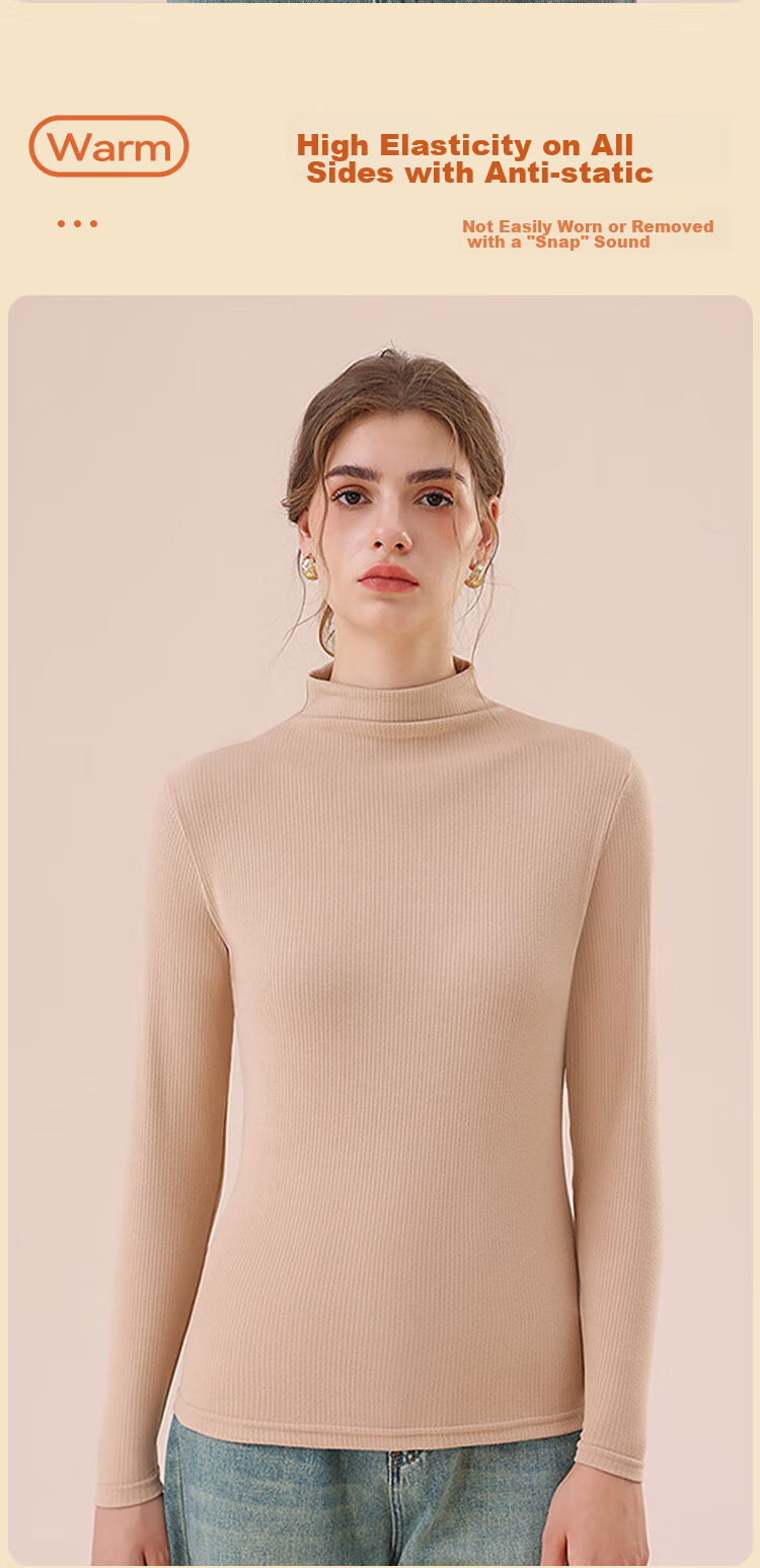 MiiOW Bird's Nest Protein Moisturizing Base Shirt, Women's Semi-Turtleneck, Autumn And Winter Inner Layer, Slim-Fit, High-Elastic Base Underwear, Thin Top 10
