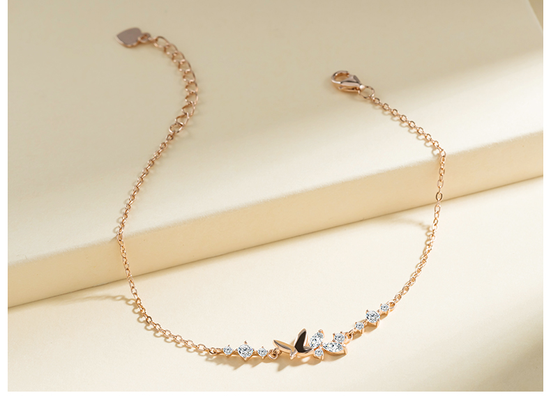 Grace Girl Butterfly Bracelet for Women, Rose Gold Niche Silver Jewelry, Simple And Practical Gemstone Birthday Gift for Girlfriend 9