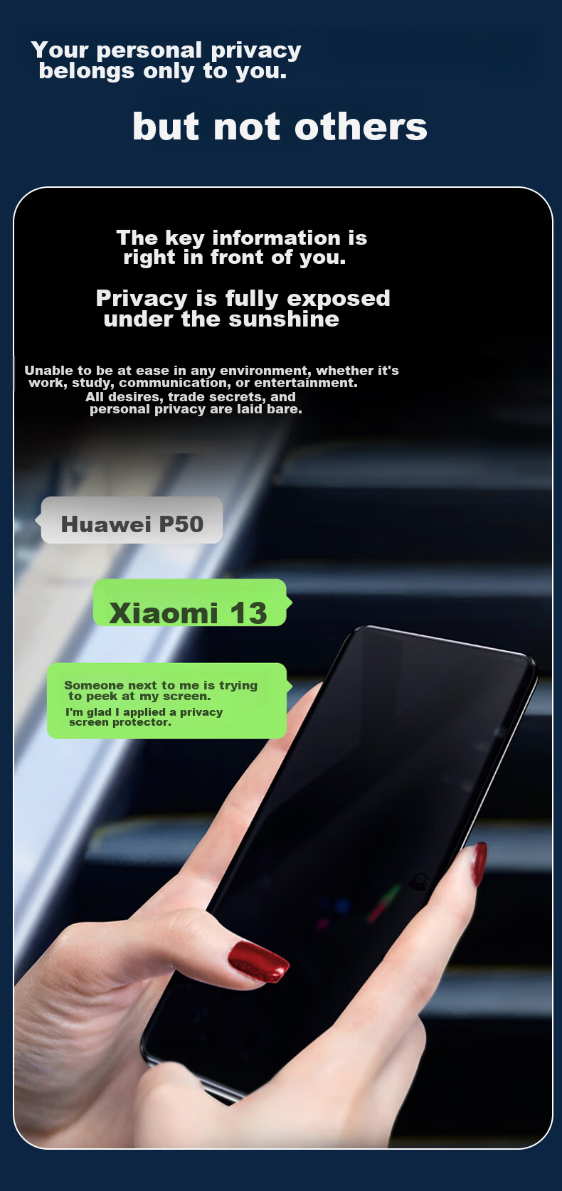 KOOLIFE Privacy Screen Protector for Huawei Mate50 Pro/Mate50 RS Porsche Design, Anti-Peeping Tempered Glass Film, Curved Full Coverage Ultra-Thin HD Protective Film for Mate50 Pro/Mate50 RS Porsche Design Smartphone 6