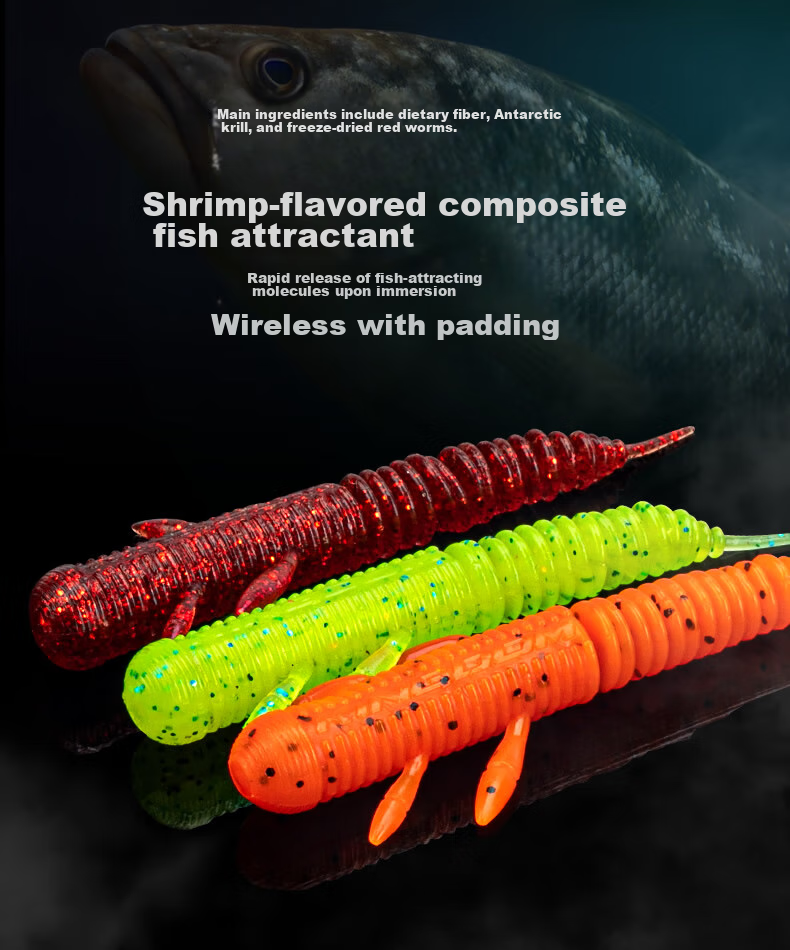 Guowangliya Lure Soft Bait Floating Real Dance Worm Needle Tail Black Pit Bottom Fishing Bass Mandarin Fish Soft Worm 75mm-01 Dark Red 5