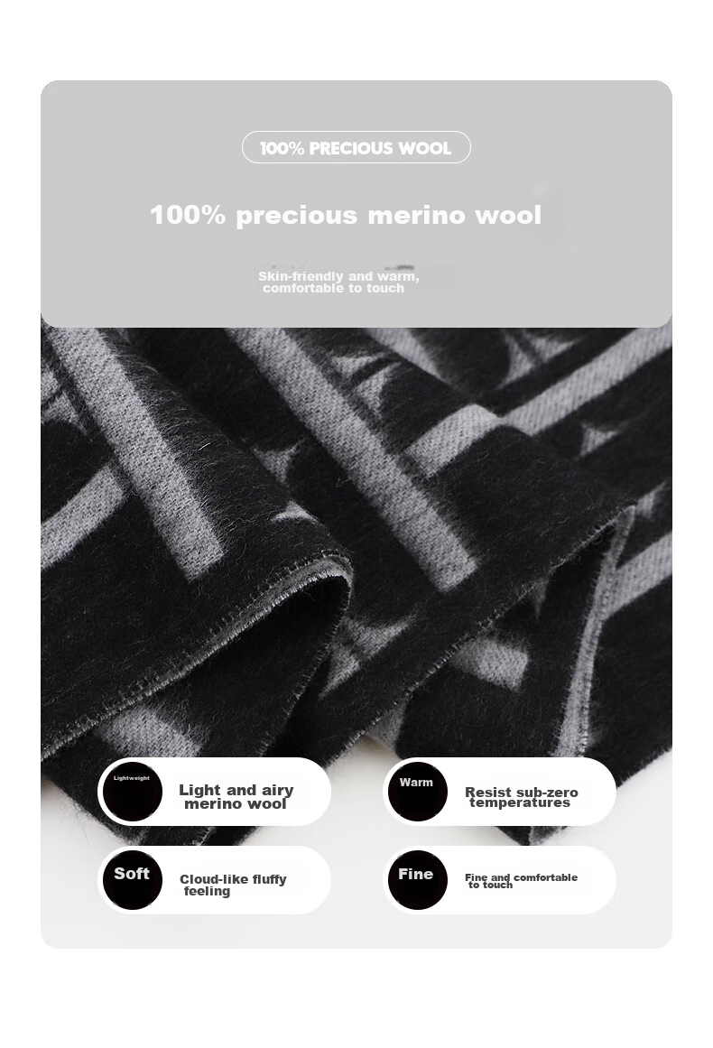 ELLE [Gift Box] 100% Wool Scarf for Men And Women, Autumn And Winter Warm Neck Warmer Shawl, Birthday Gift, Mid-Autumn Festival Present 5