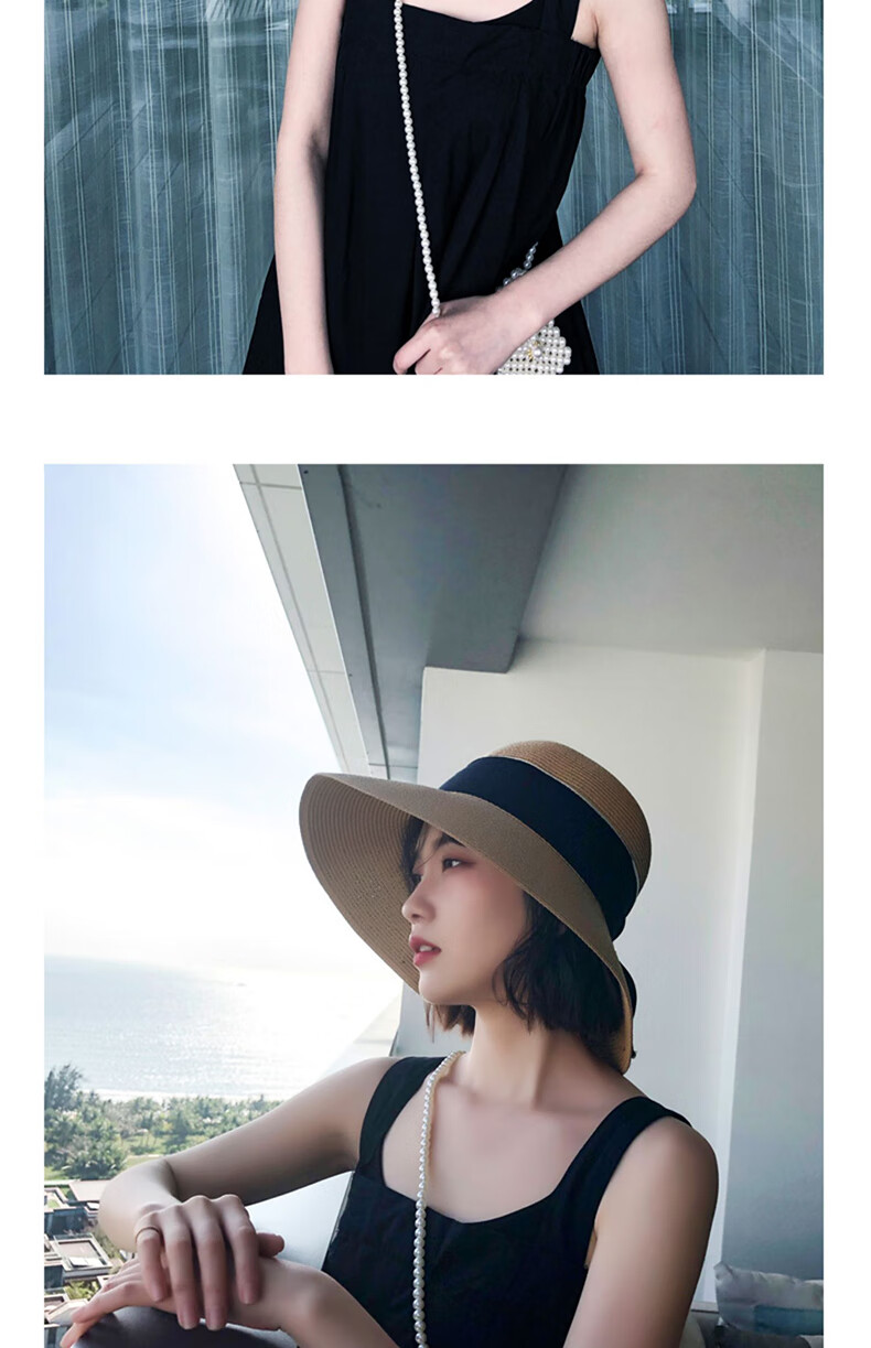 XUEXIMAN Women's Straw Hat Ins Style Summer Foldable Beach Hat Face Covering Sun Hat Bowknot Fisherman Hat Sunshade Hat Bucket Hat 15