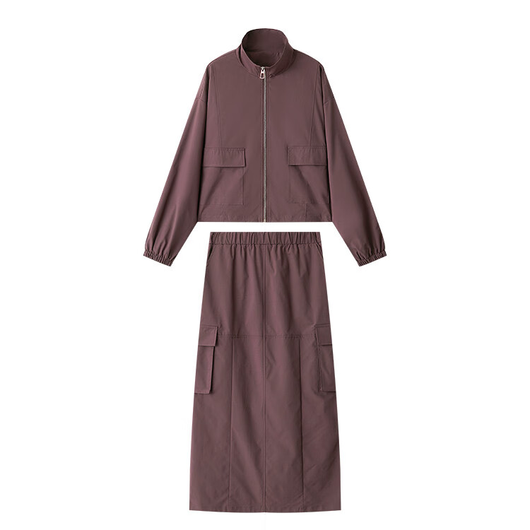 Dme [Yuan A Yuan Sa] Workwear-Style Stand-Up Collar Jacket, Casual Skirt Two-Piece Set, Back Slit, Slim-Fit Women's Outfit 11