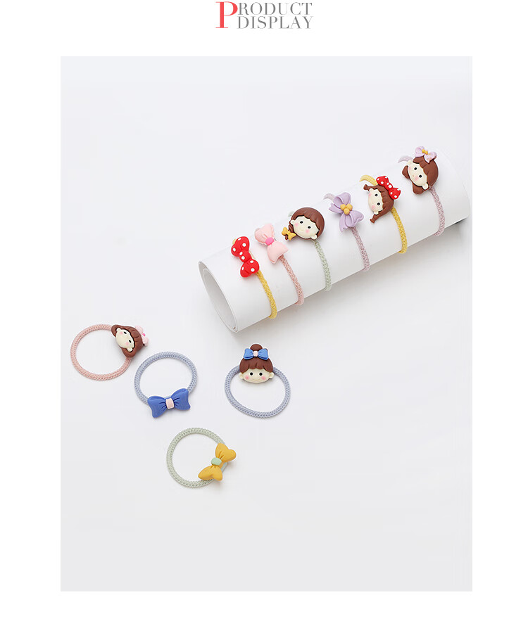 CHIMERA 4-Piece Children's Hair Ties, Bun Maker, High Ponytail Holder, Non-Damaging Hair Bands, Girls' Mid-Autumn Festival Gift 10