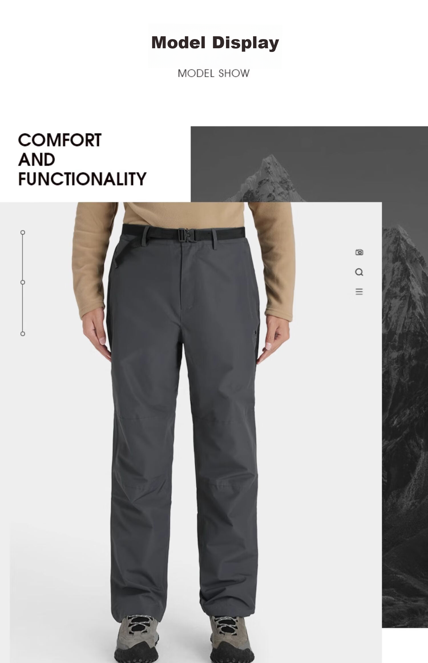 CAMEL Outdoor Waterproof Windproof Warm Hiking Pants for Men, Model A1W246119, Charcoal Gray, Size L 13