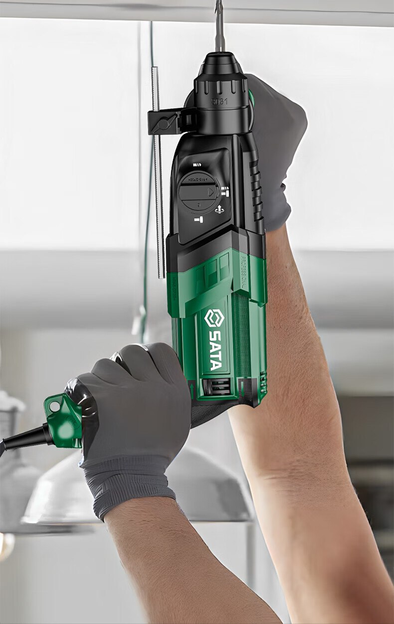 Shida (SATA) Lightweight Electric Hammer, Pickaxe, And Drill Three-In Multi-Function High-Power Impact Drill for Drilling Walls D05734 Upgraded Versio 10