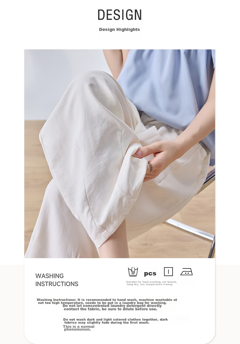 LangSha Lazy Summer Refreshing Cool Milk Puff Pants for Women, High-Waisted Thin Casual Versatile Wide-Leg Cropped Pants for Petite Figures 2