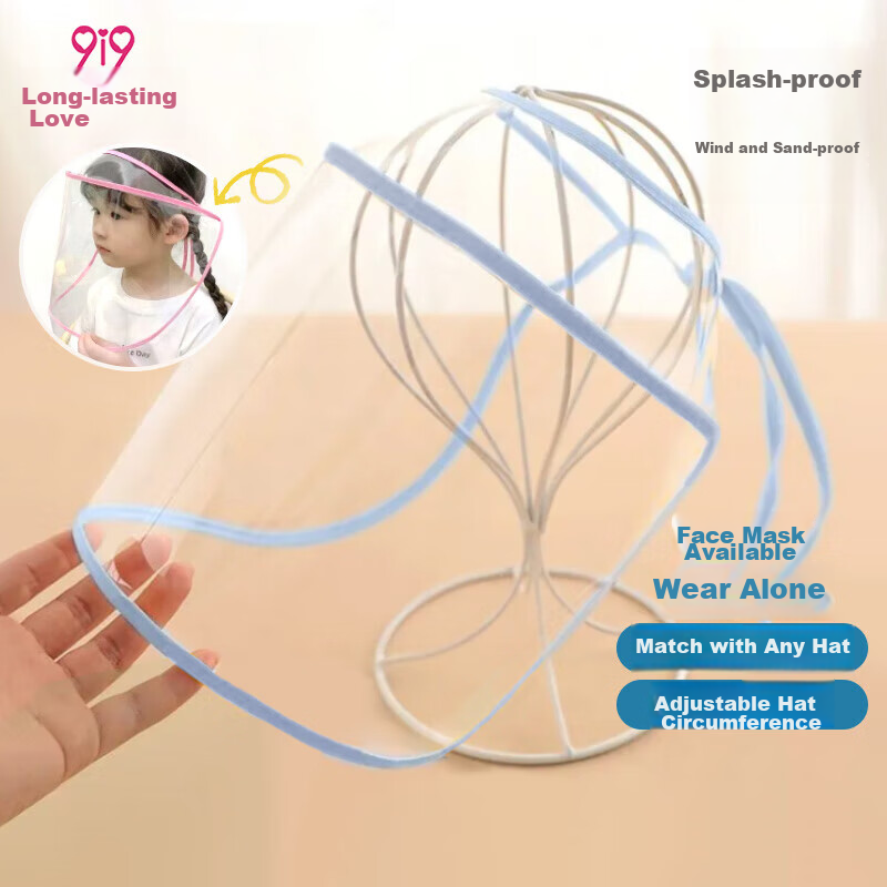 9I9 Baby Hat Protective Face Mask, Infant Anti-Droplet Outdoor Protection Cover, Children's Fisherman Hat Anti-Saliva Shield A413 Blue
