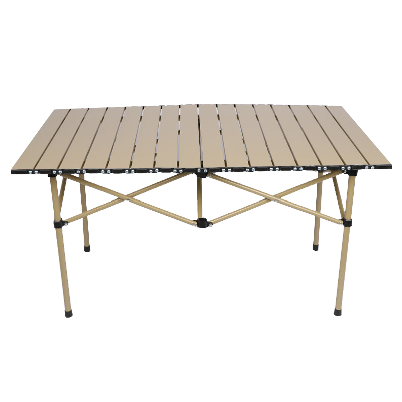 Jiuqiangu Outdoor Foldable Table And Chairs, Portable Picnic Table, Camping Egg Roll Table, Carbon Steel Camping Table, Khaki Gold 4581