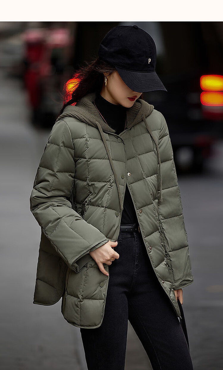 Dme [50D Cotton-Like Faux Memory] Winter Light Luxury Matte Velvet-Feel 90% Duck Down Gradient Plaid down Jacket for Wome 8