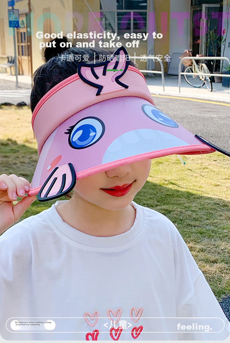 GLO-STORY Solar Fan Hat, Children's Sun Protection Cap, Outdoor Beach UV-Resistant Sun Hat 1