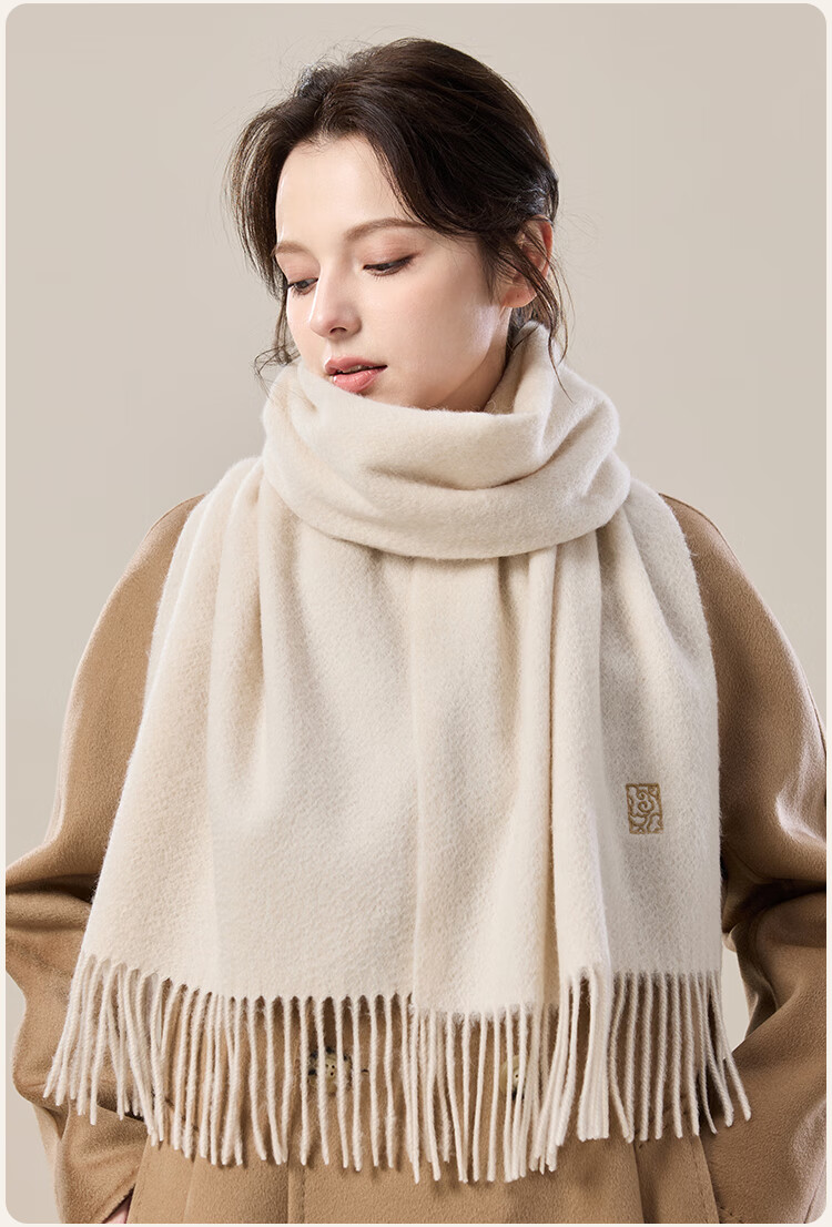 JIUMU Pure Wool Scarf for Women, Autumn And Winter Neck Warmer, Ladies' Warm Shawl, Red, Zodiac Year, Birthday Gift Box Set 15