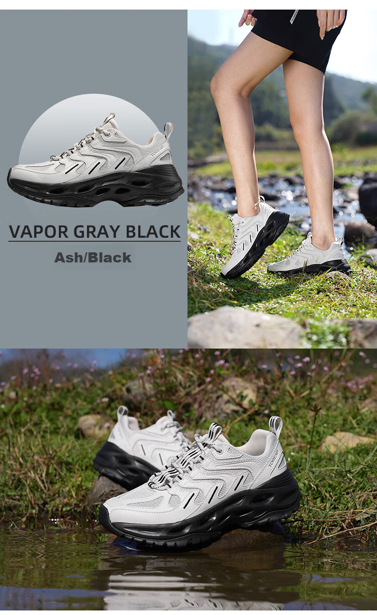 TOREAD Outdoor Non-Slip Breathable Hiking Shoes for Stream Trekking And Water Wading, Beach Clogs - Black And Gray, Women's Size 38 23