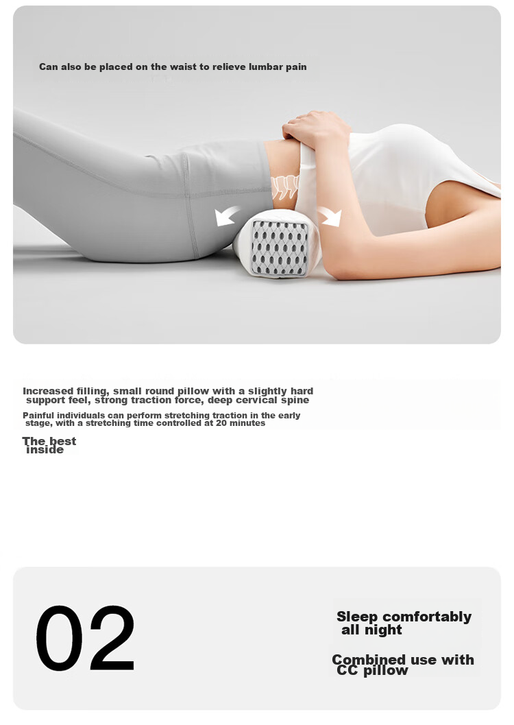 Lafufeier Whole Wheat Skin Pillow, Round Pillow, Square Pillow, Zoned Support Cervical Pillow Core, Breathable Sleep, with Pillowcase 11