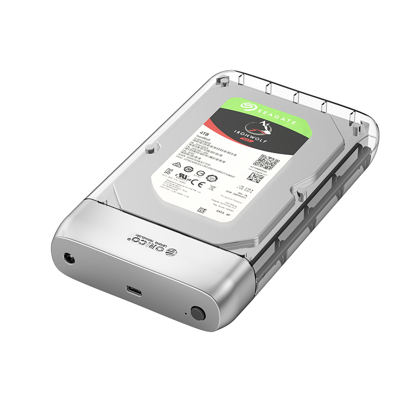 ORICO, 3.5-Inch External Hard Drive Enclosure, Type-C 3.1 SATA Serial Port, Mechanical/solid State SSD Hard Drive Enclosure, Transparent Alloy, TX35
