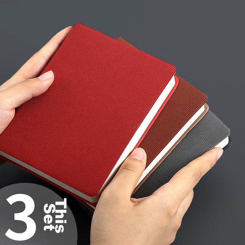 Jiaranheng 3-Pack Portable Small Notebooks, B6 Size, Leather Cover, Mini Pocket Notebooks for Journaling, Thickened Diary And Vocabulary Books - Mixed Color Versio
