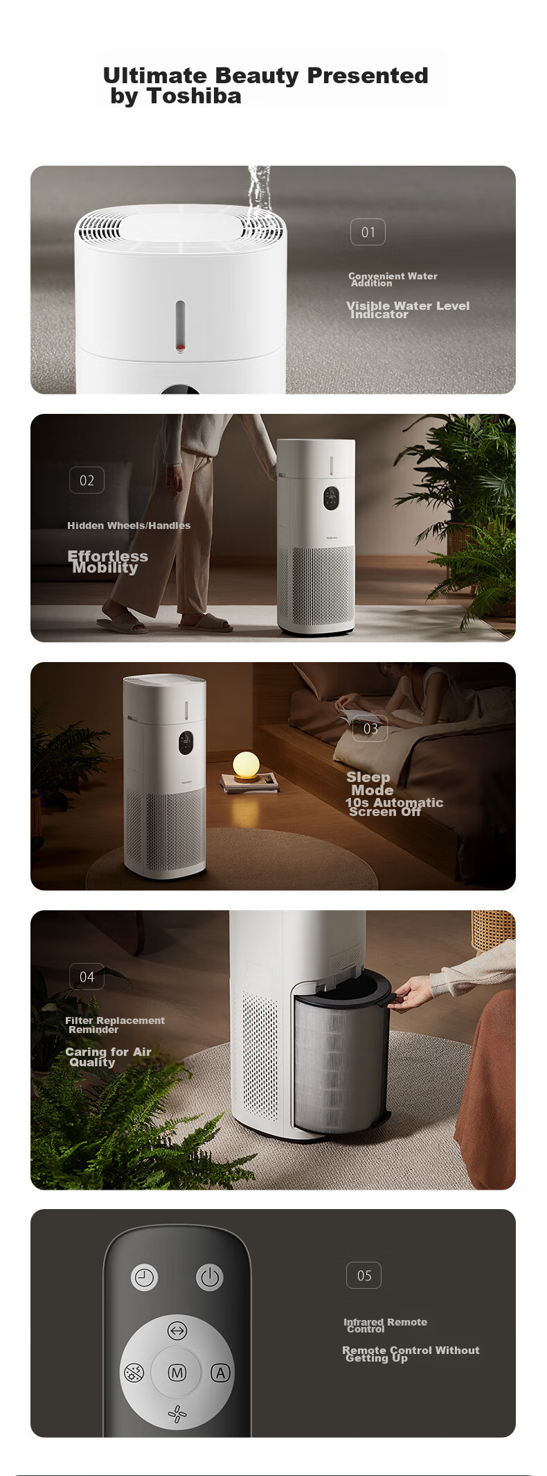 TOSHIBA Humidifier Air Purifier All-In Mist-Free Humidification And Purification Machine for Formaldehyde Removal, Bacteria Elimination, Allergy Relief, Maternal And Infant Use, Anti-Dryness, Home Disinfection And Sterilization Big White Pear Pro 21