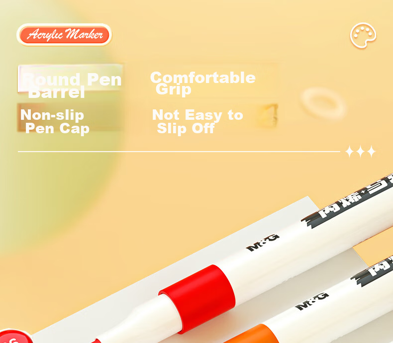 M&G Stationery 24-Color Acrylic Markers Children's Student Watercolor Pens Drawing Pens Waterproof Hand-Drawn Guka Doodle Birthday Graduation Gift APMT3308 5