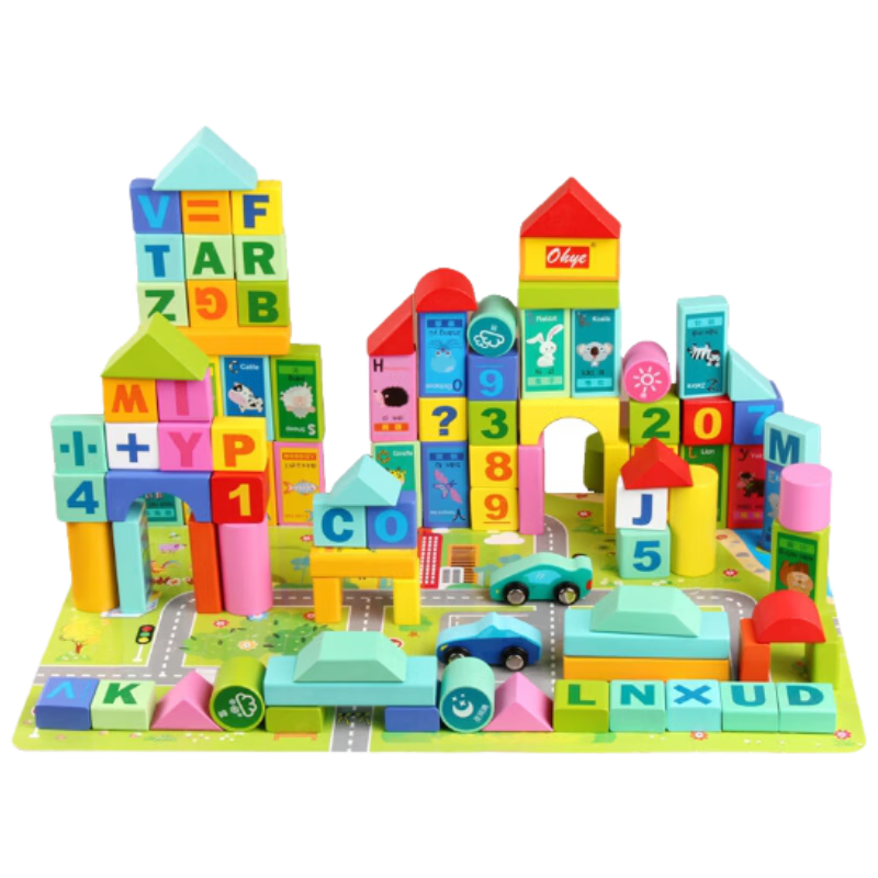 BULUQI Large Particle Beech Wood Building Blocks Toy for Infants And Toddlers 3-6 Years Old, Educational Puzzle for Boys, Early Learning Toy, Birthday Gift for 1-3 Year Olds