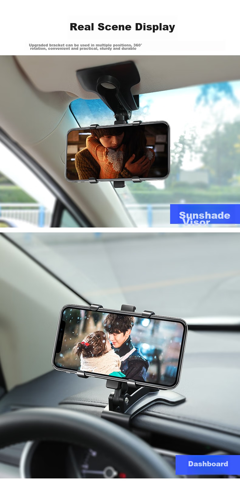 Kylie Car Phone Holder Rearview Mirror Phone Mount High-Deer Navigation Bracket Multifunctional Car Phone Holder Car Accessory + 3-in-1 Data Cable + Car Charger 16