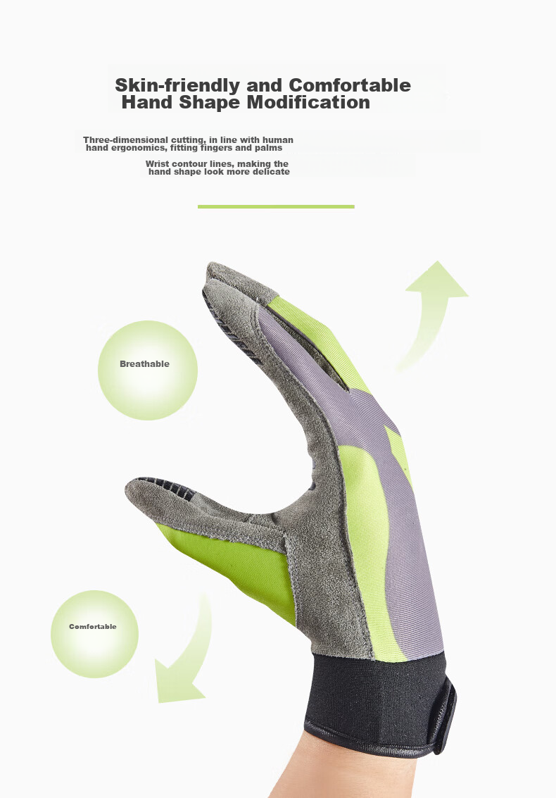 JOMA Full-Finger Climbing Gloves for Men And Women, Professional Extreme Outdoor Anti-Callus Non-Slip Training Sports Gloves, Green-Gray, M 4