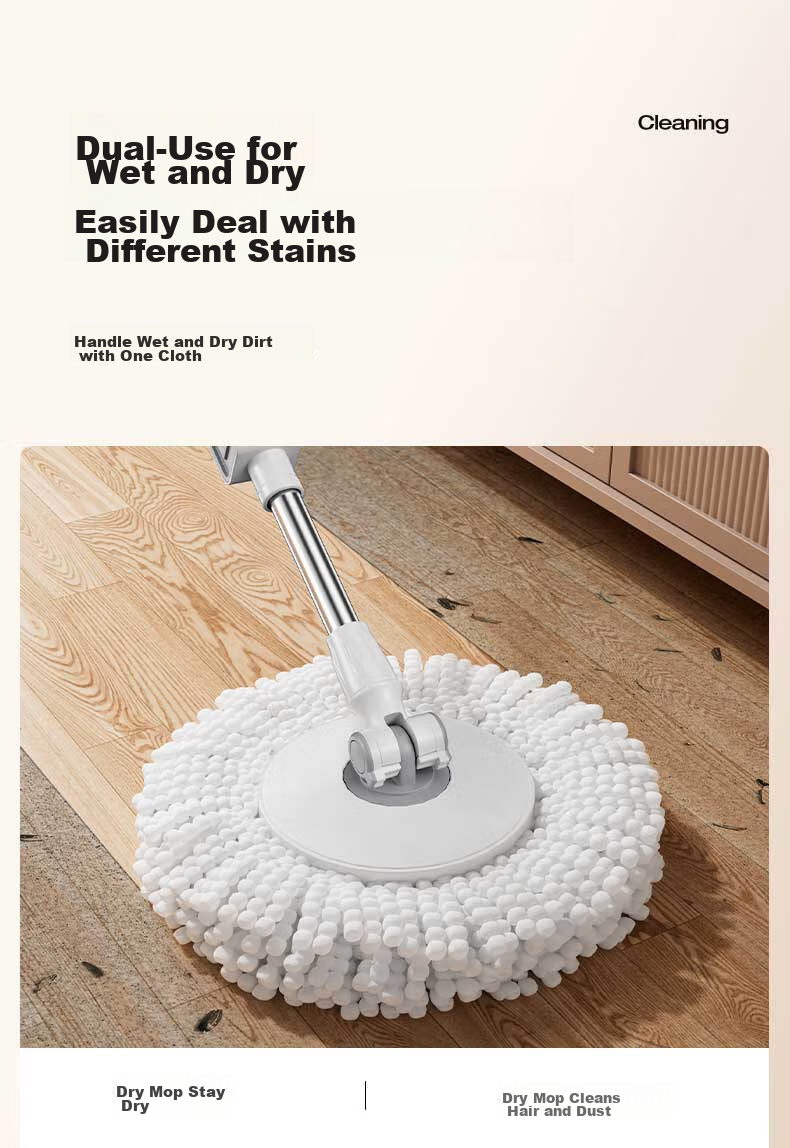 Wuyuehua Rotating Mop, 2 Cloth Set for Home Use, No-Hand Cleaning, 2026 Mop with Bucket, Complete Set Including Absorbent Floor Cloth 10